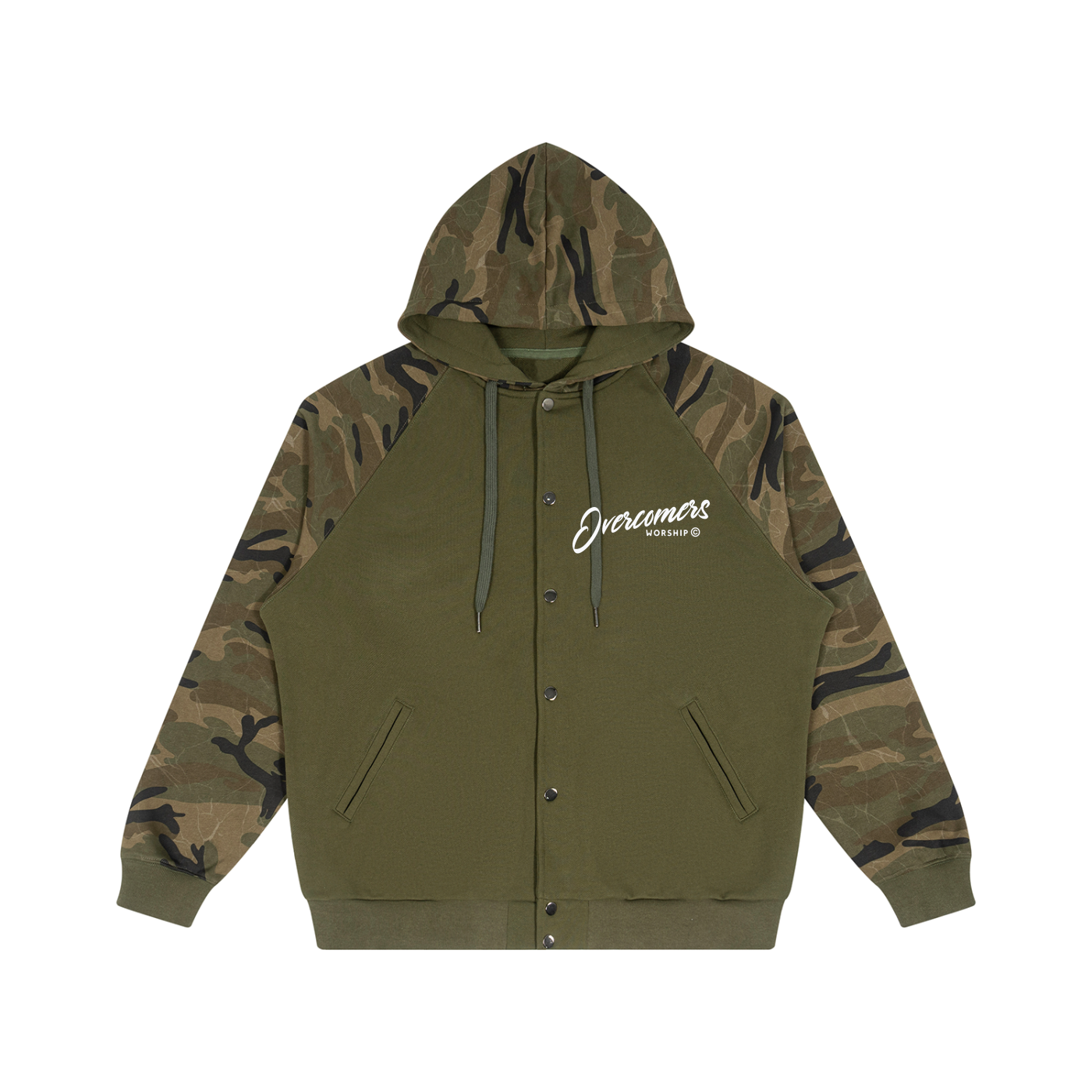 Unisex Camo-Splice Raglan Zip Hoodie