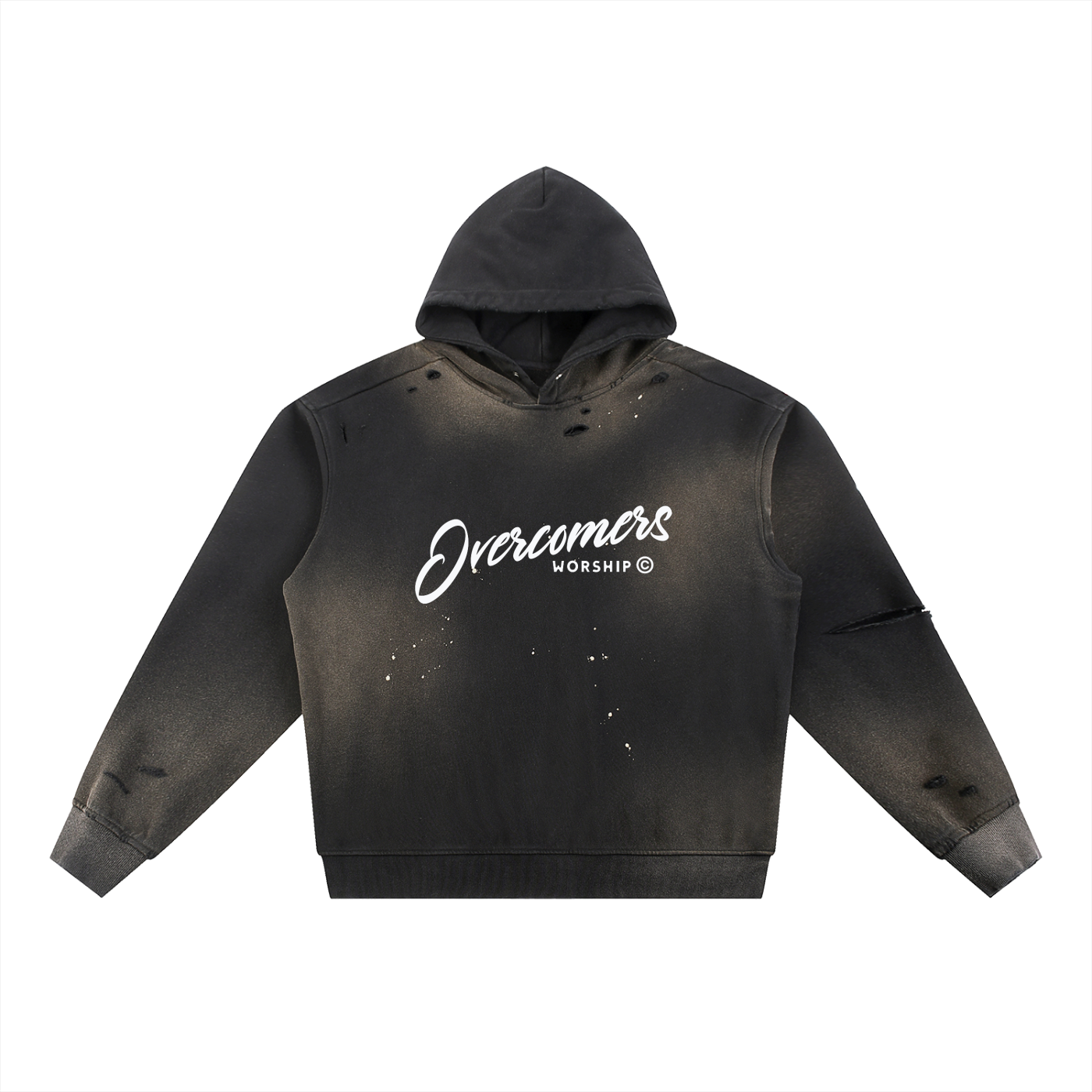 Overcomers Worship — Sun Fade Frayed Fleece Hoodie