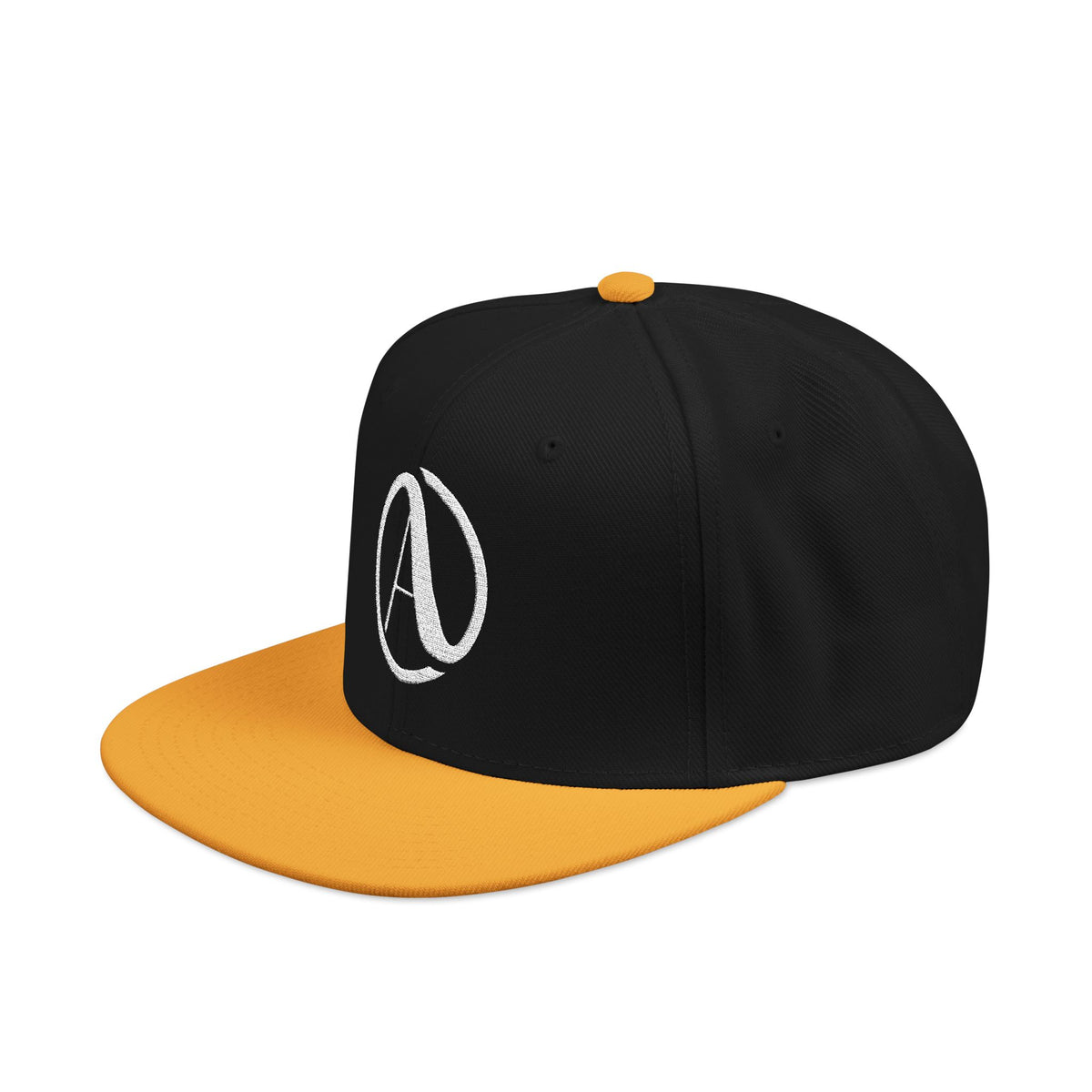 Embroidered A Circle Snapback Hat — Distressed Logo Streetwear Cap