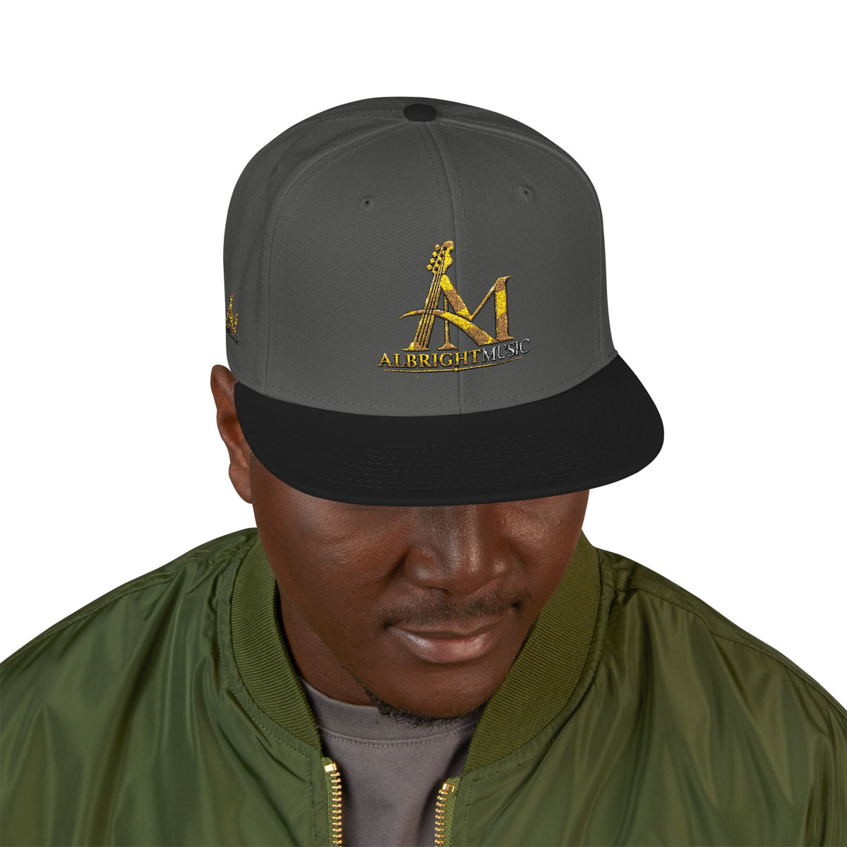 Embroidered Gold 'A' Logo Snapback Hat — Urban Music Streetwear Cap (AM)