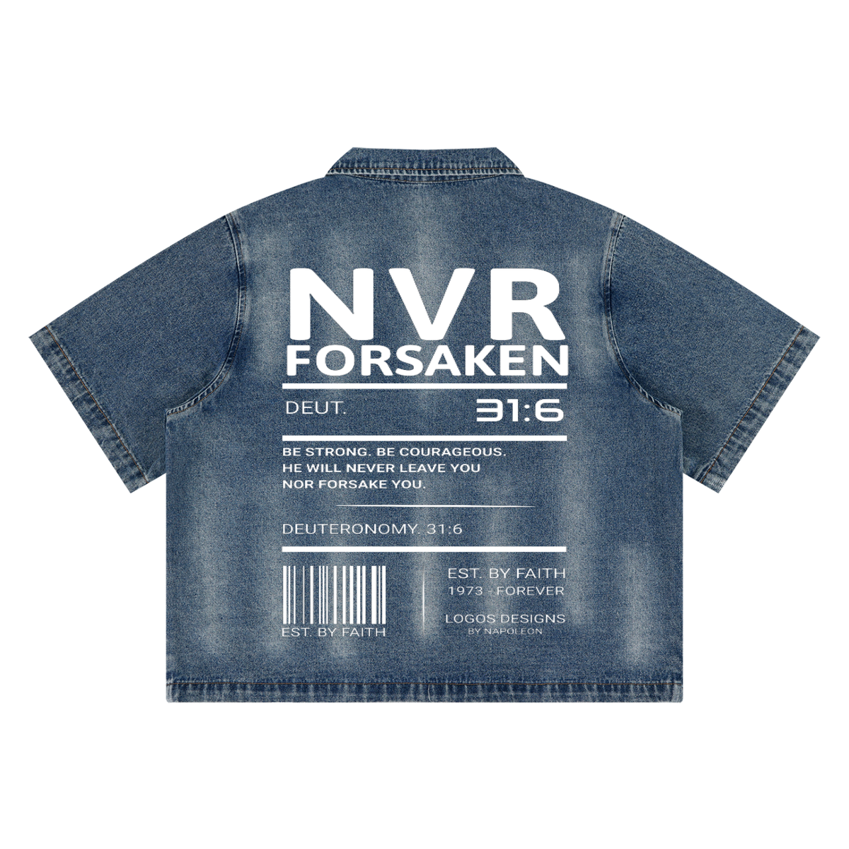 Unisex Vintage Washed Full-Zip Denim Shirt