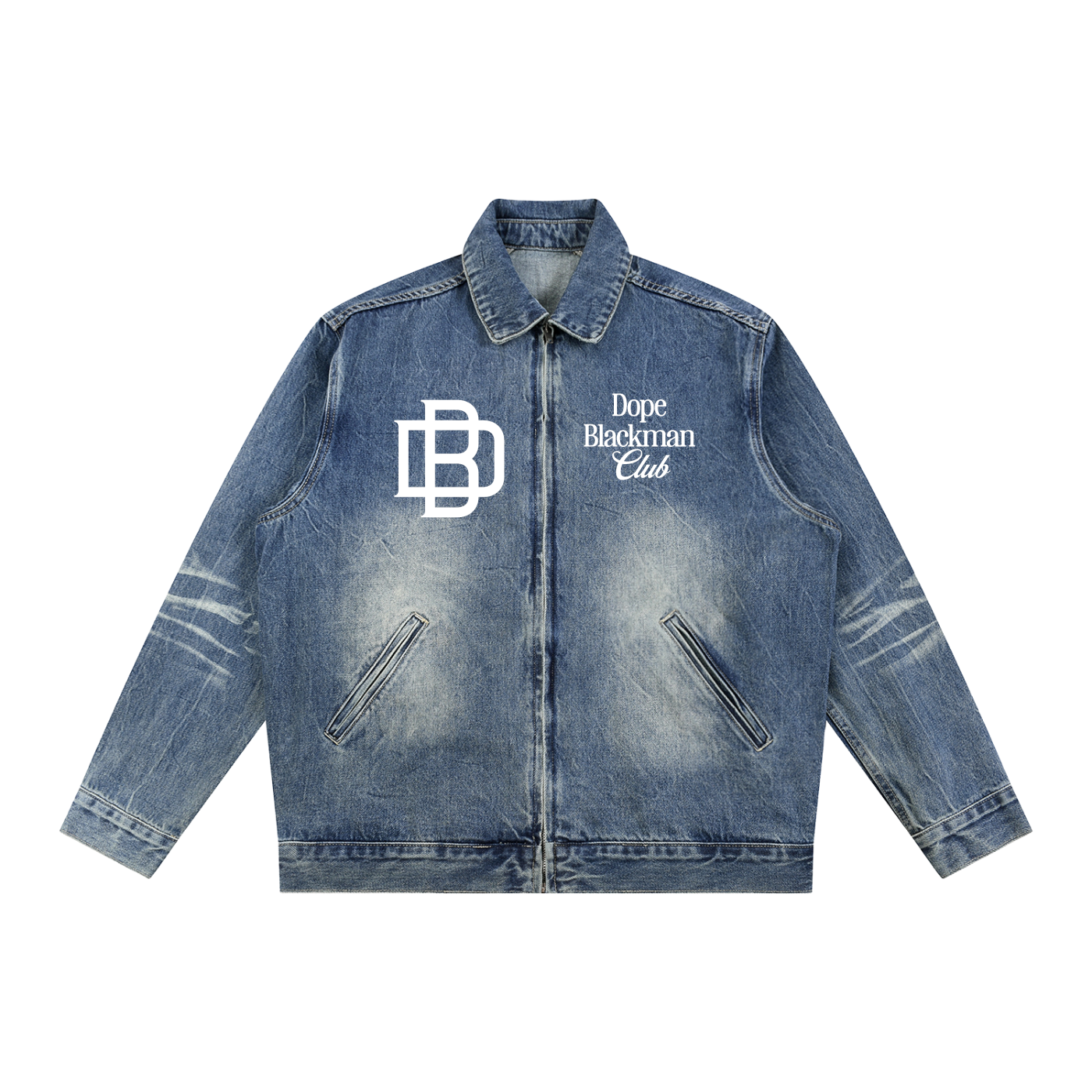 Vintage Wash Zip Up Denim Jacket