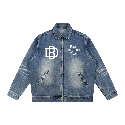 Vintage Wash Zip Up Denim Jacket