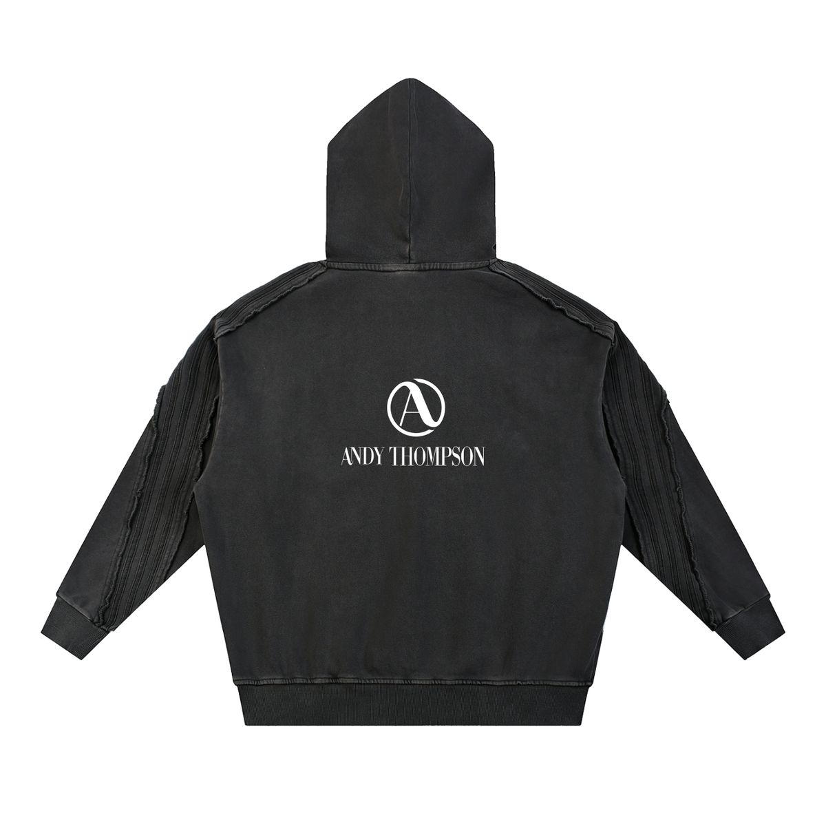 Snow Washed Tape Raw Edge Hoodie