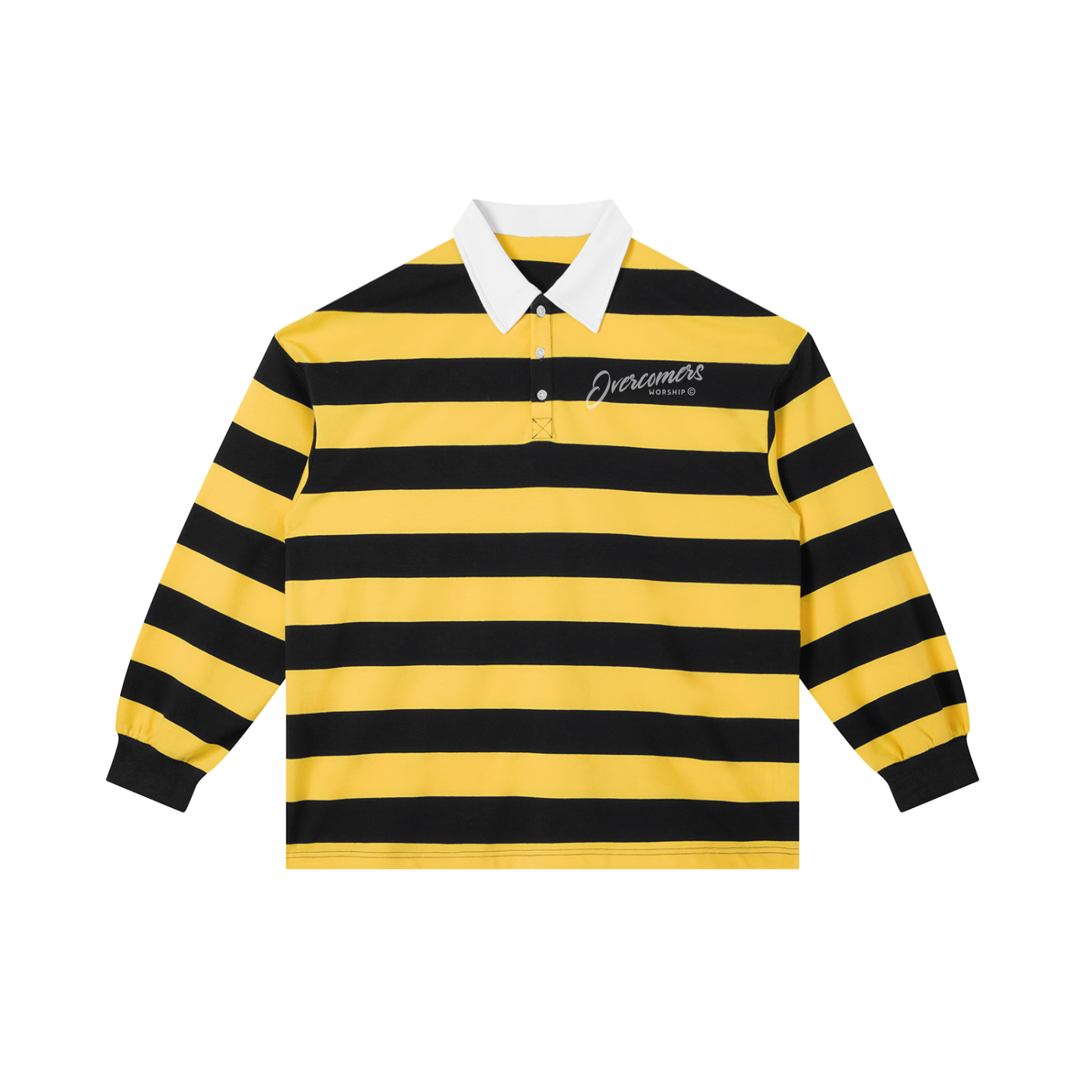 Overcomers Worship Color Block Stripe Polo
