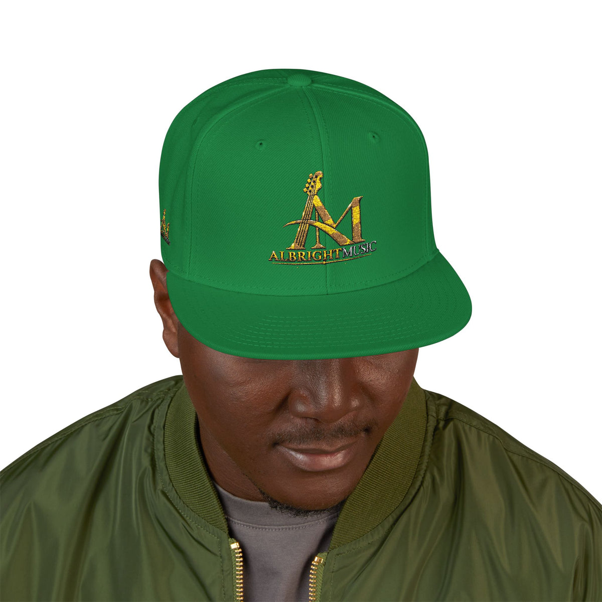 Embroidered Gold 'A' Logo Snapback Hat — Urban Music Streetwear Cap (AM)