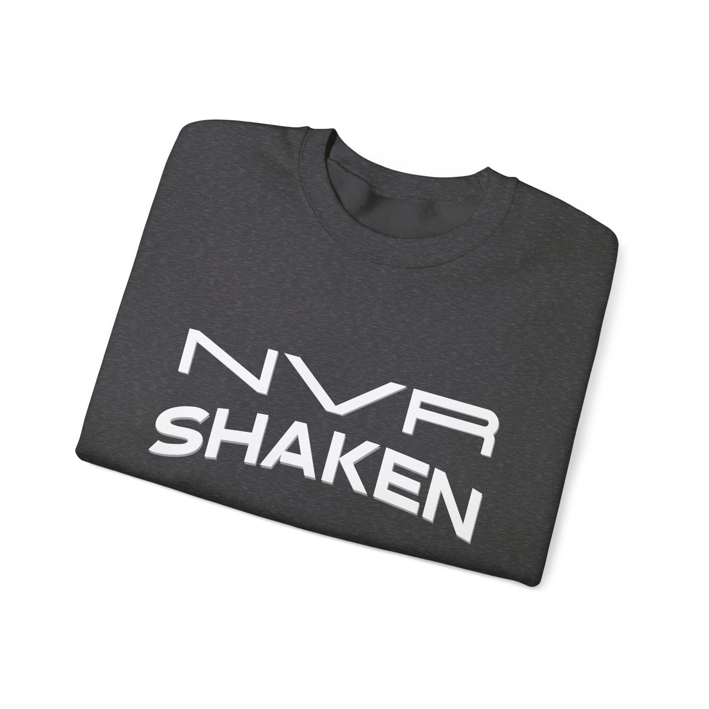 Crewneck Sweatshirt — "NVR Shaken" Psalm 62:6 Christian Faith Pullover
