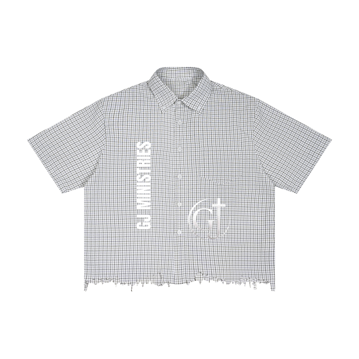 Unisex Distressed Plaid Boxy Shirt (GJ)