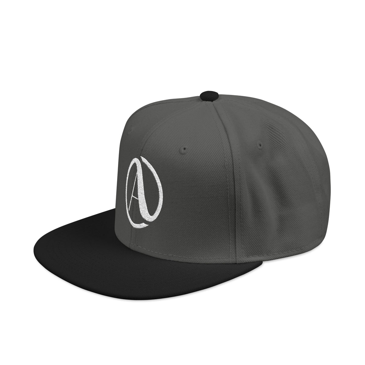 Embroidered A Circle Snapback Hat — Distressed Logo Streetwear Cap