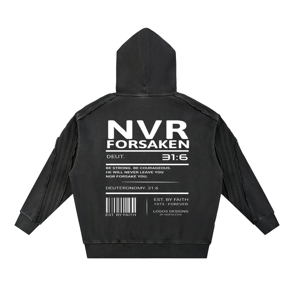 Snow Washed Tape Raw Edge Hoodie