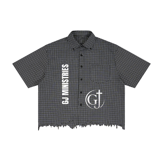 Unisex Distressed Plaid Boxy Shirt (GJ)