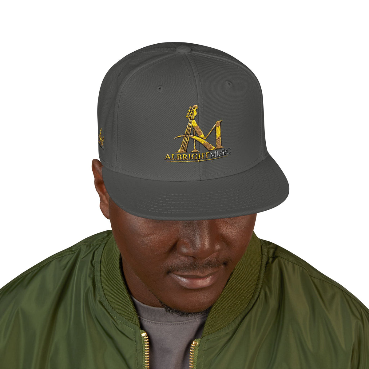 Embroidered Gold 'A' Logo Snapback Hat — Urban Music Streetwear Cap (AM)