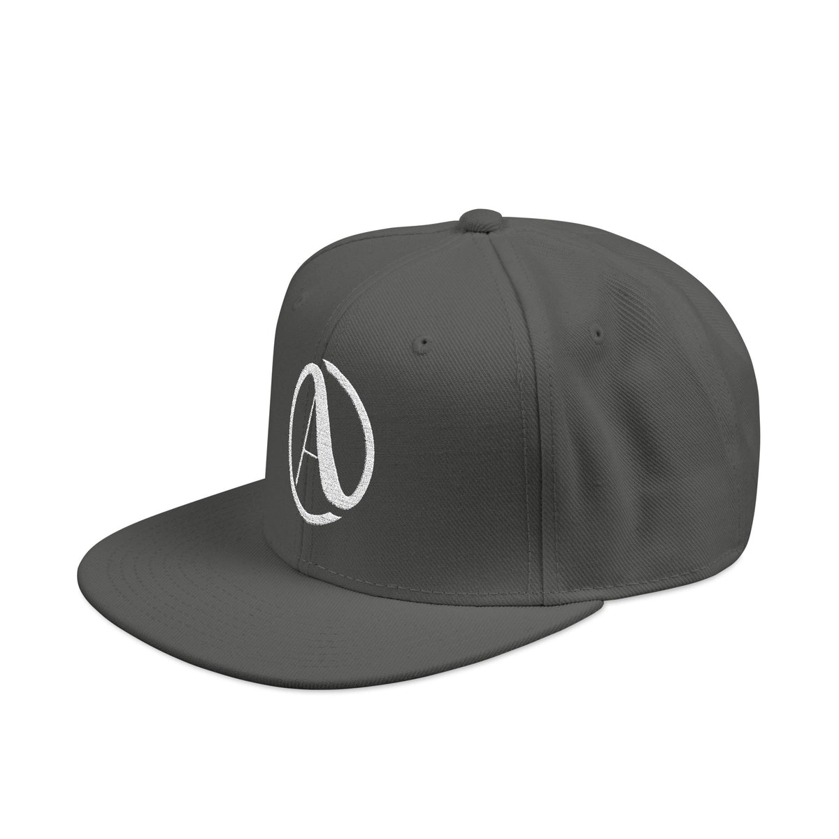 Embroidered A Circle Snapback Hat — Distressed Logo Streetwear Cap