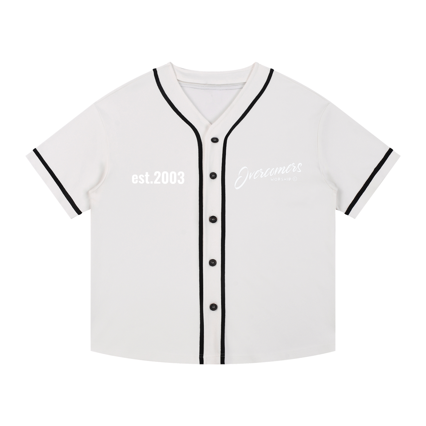Overcomers Worship — Contrast Piped Button-Up Jersey