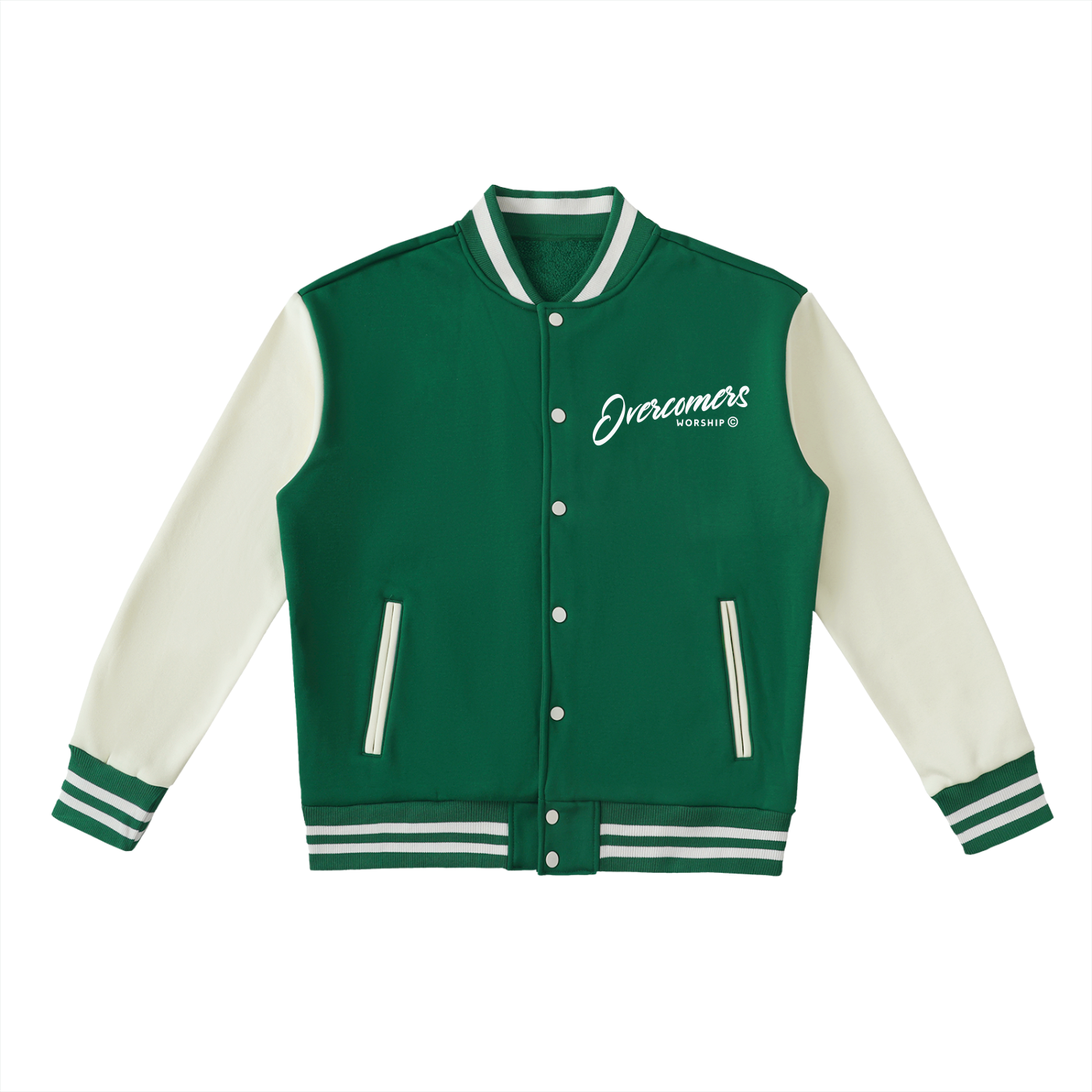 Overcomers Worship — Two-Tone Fleece Varsity Jacket
