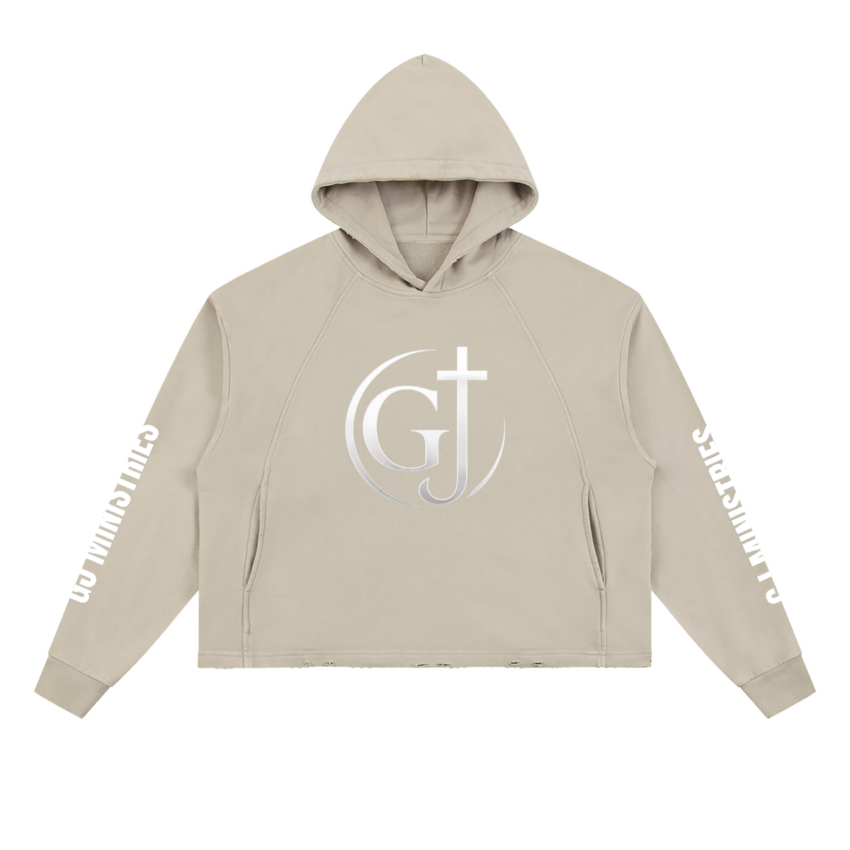Vintage Washed Frayed-Hem Hoodie (GJ)