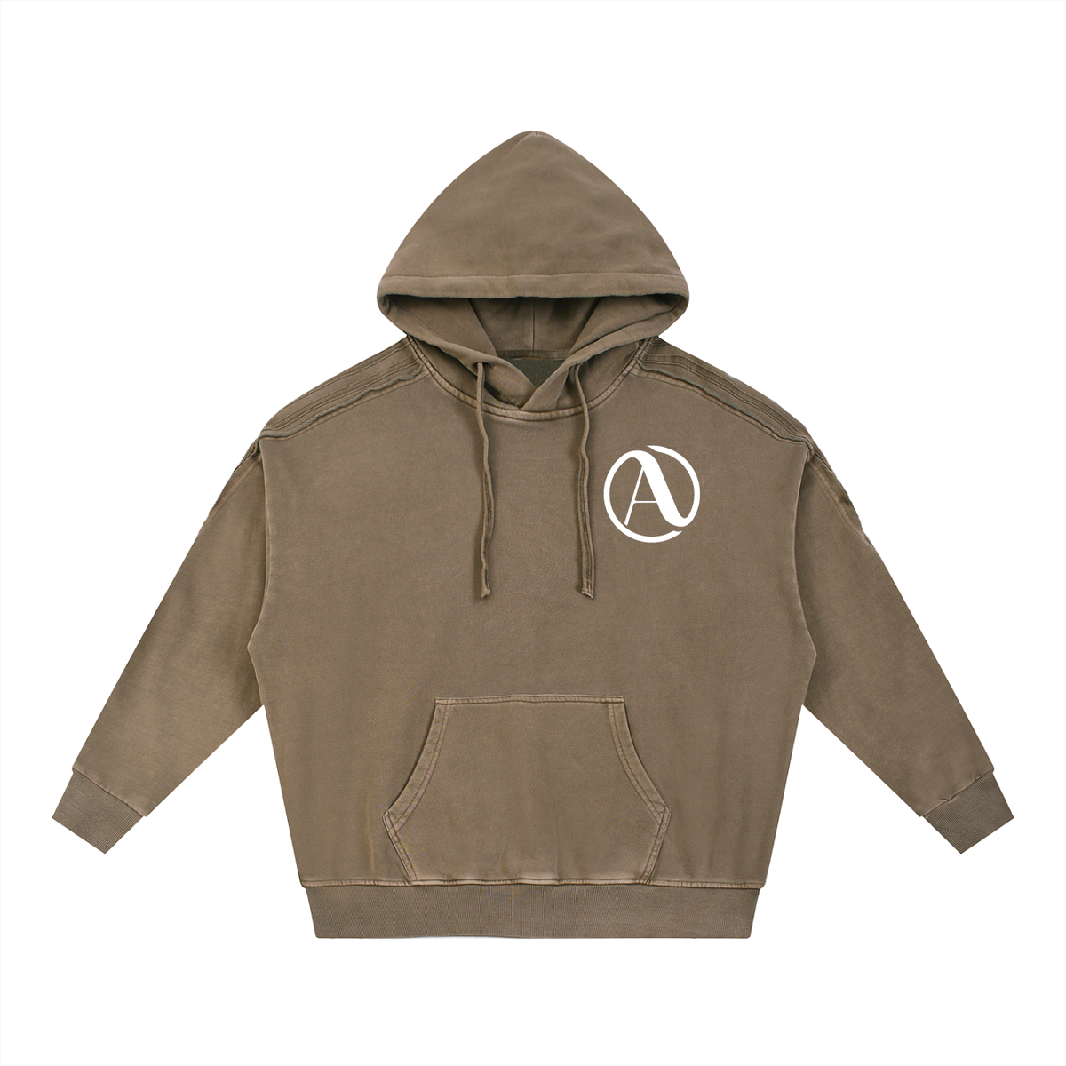 Snow Washed Tape Raw Edge Hoodie