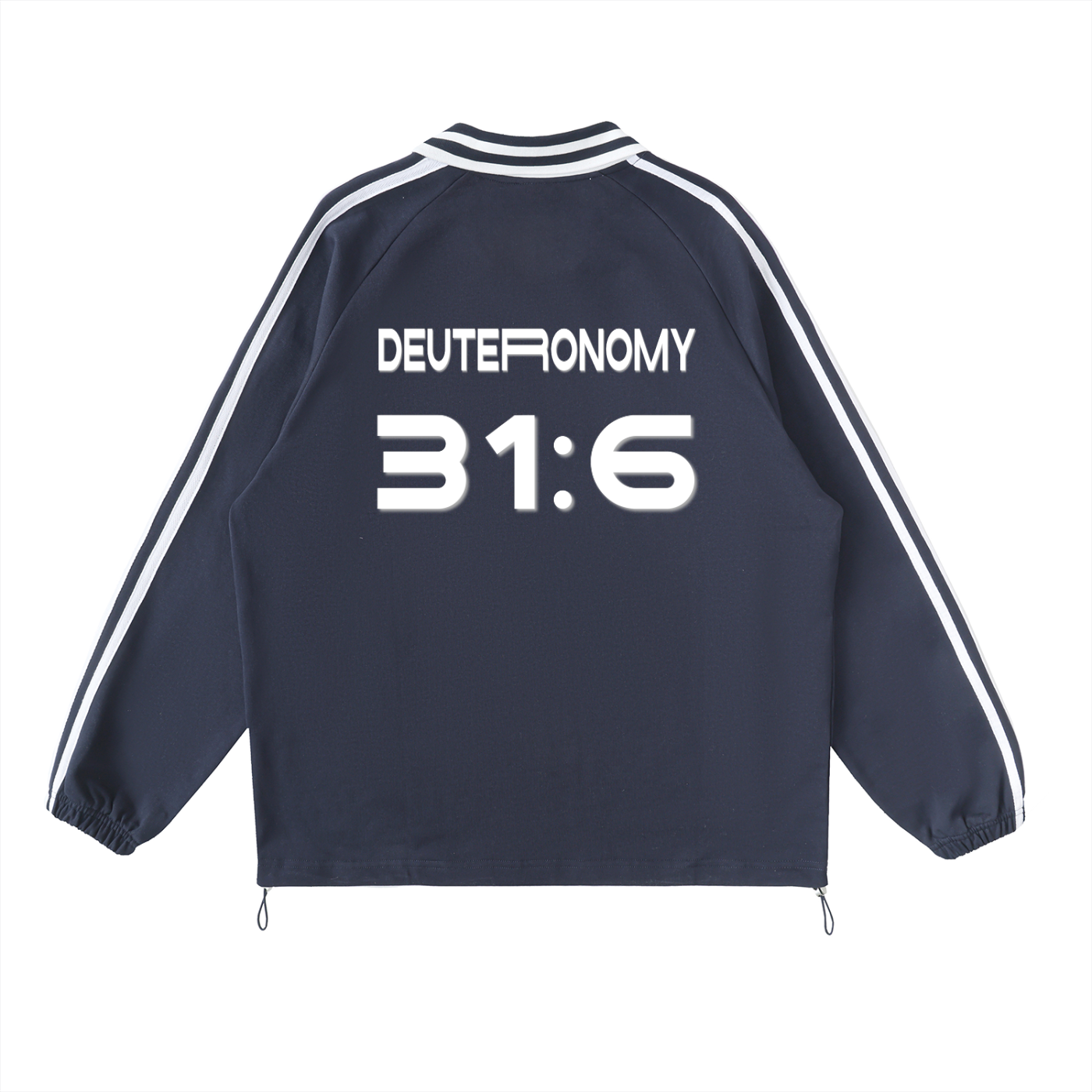 Contrast Striped Lapel Collar Sweatshirt