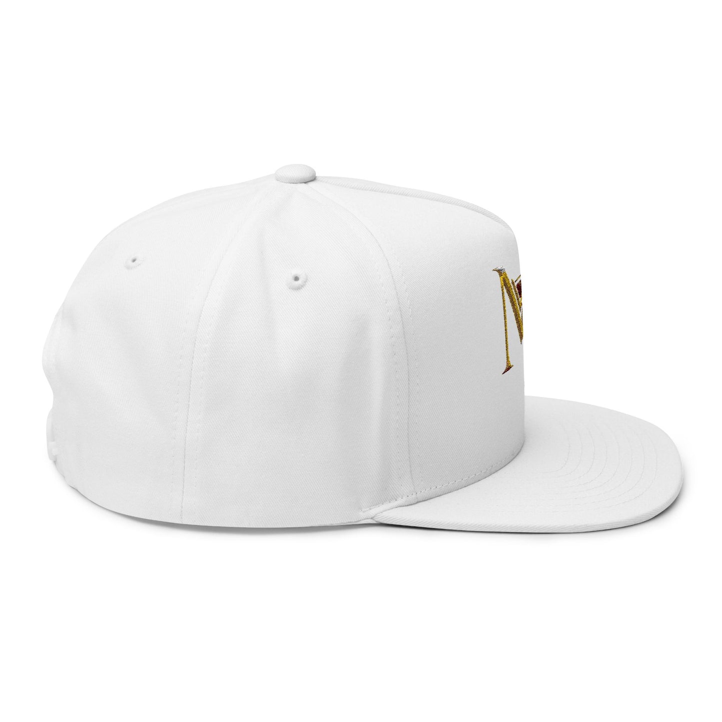 MS Embroidered Gold Monogram Flat Bill Cap