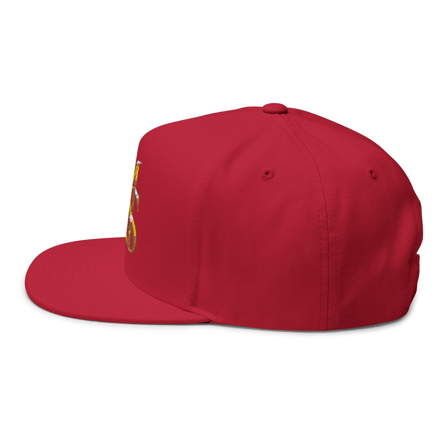 MS Embroidered Gold Monogram Flat Bill Cap