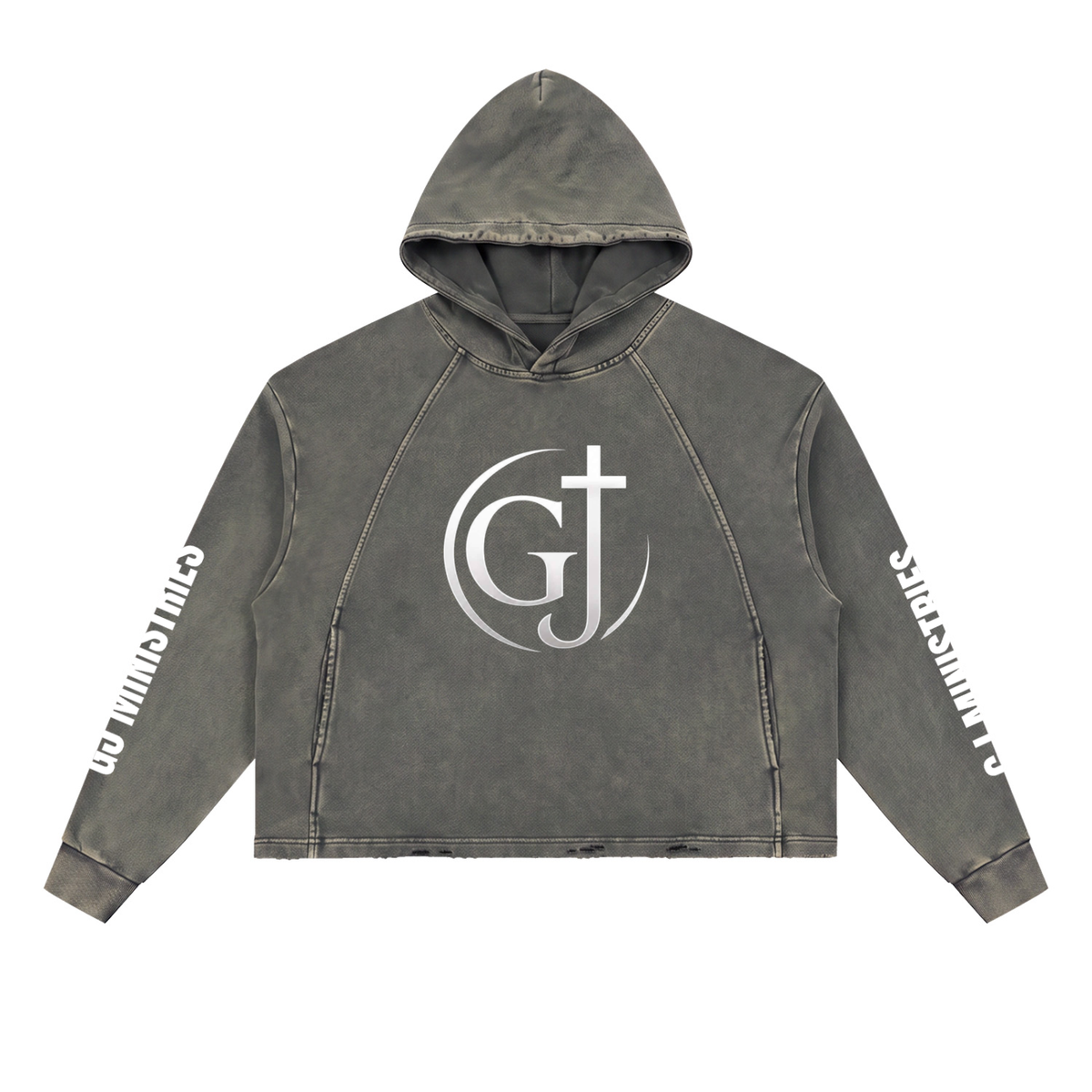 Vintage Washed Frayed-Hem Hoodie (GJ)