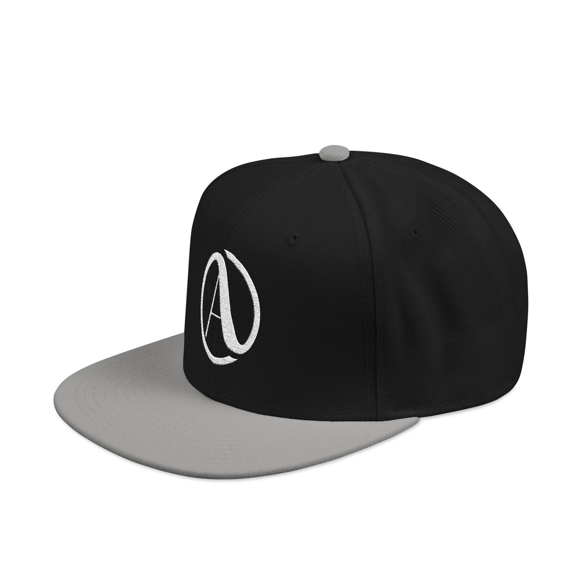 Embroidered A Circle Snapback Hat — Distressed Logo Streetwear Cap