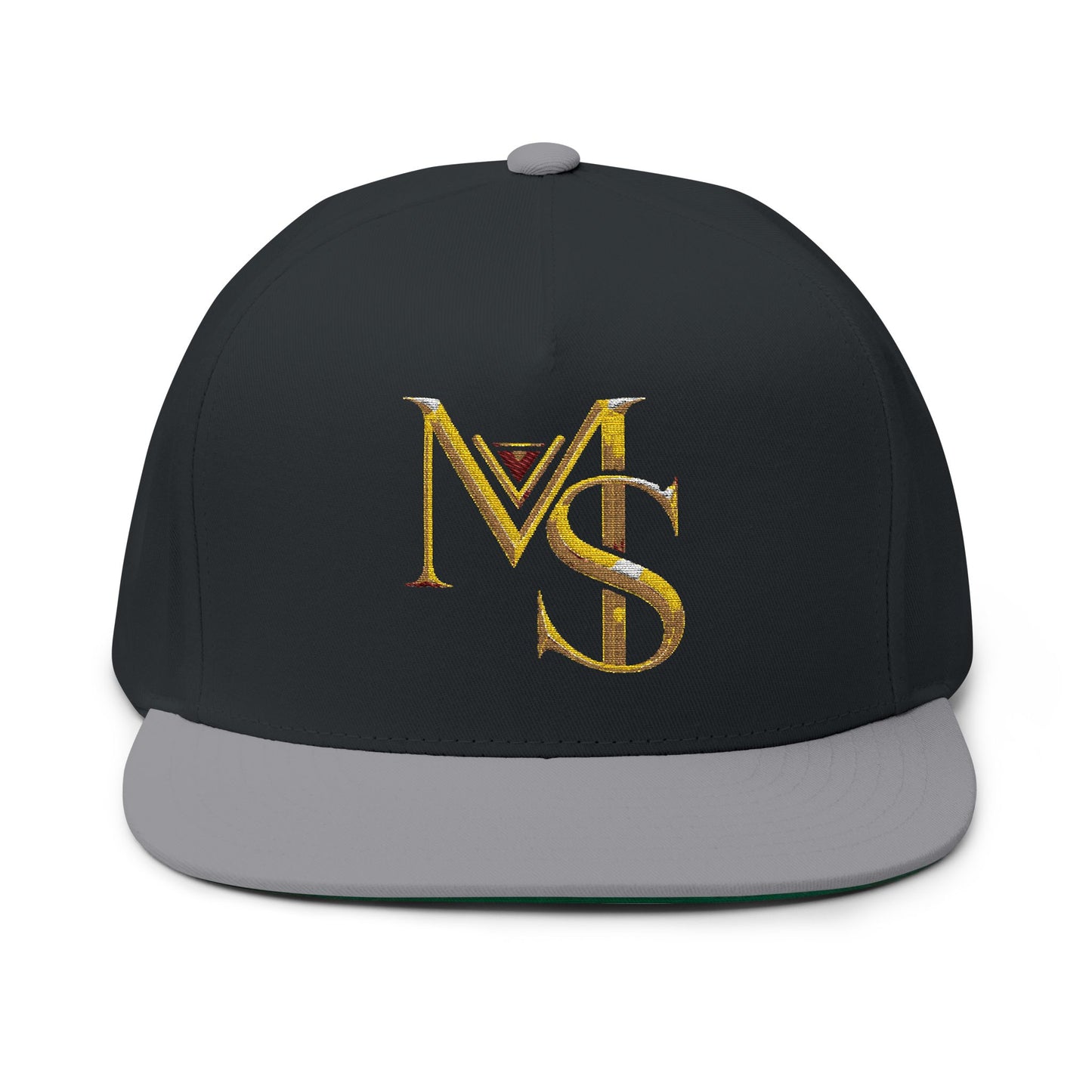 MS Embroidered Gold Monogram Flat Bill Cap