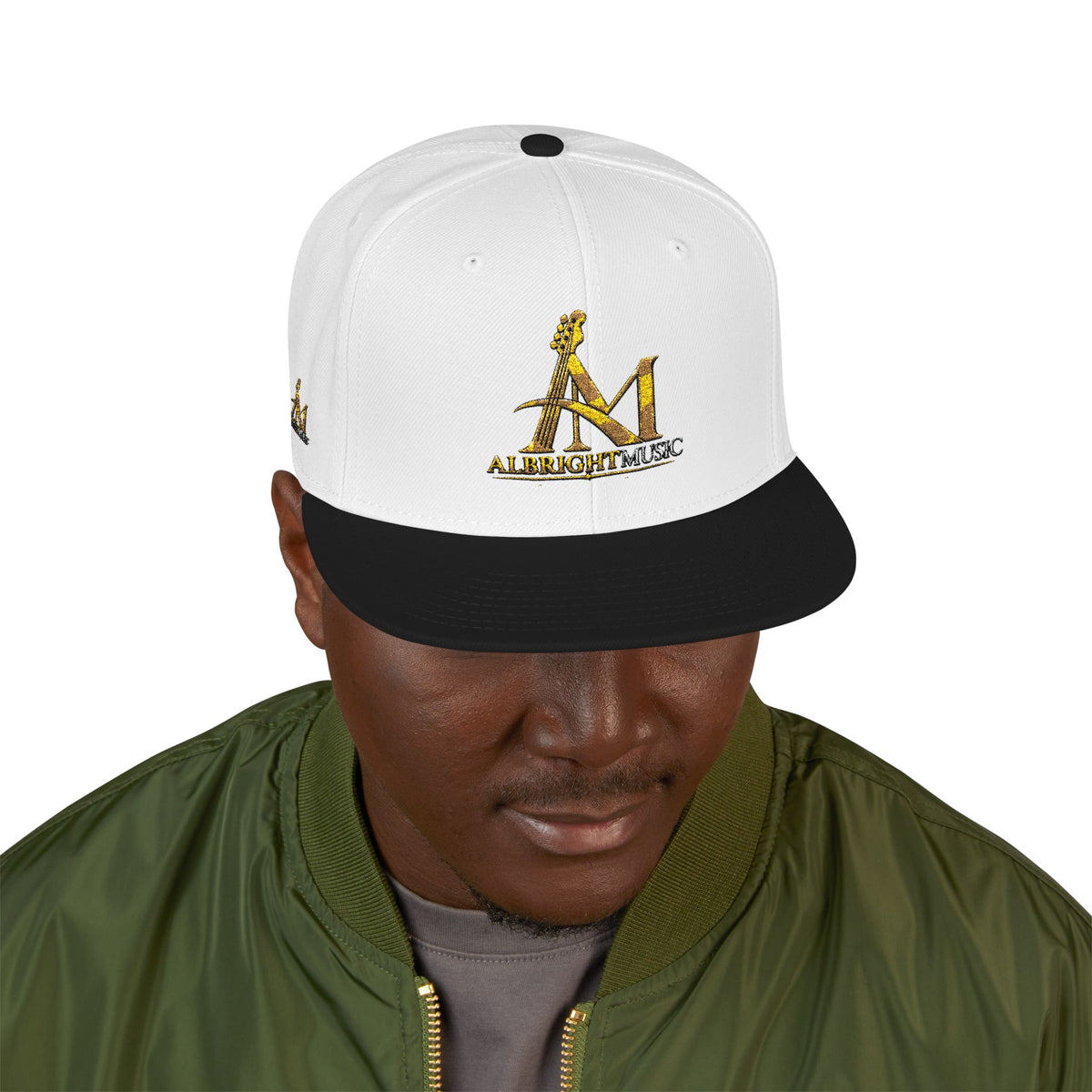 Embroidered Gold 'A' Logo Snapback Hat — Urban Music Streetwear Cap (AM)