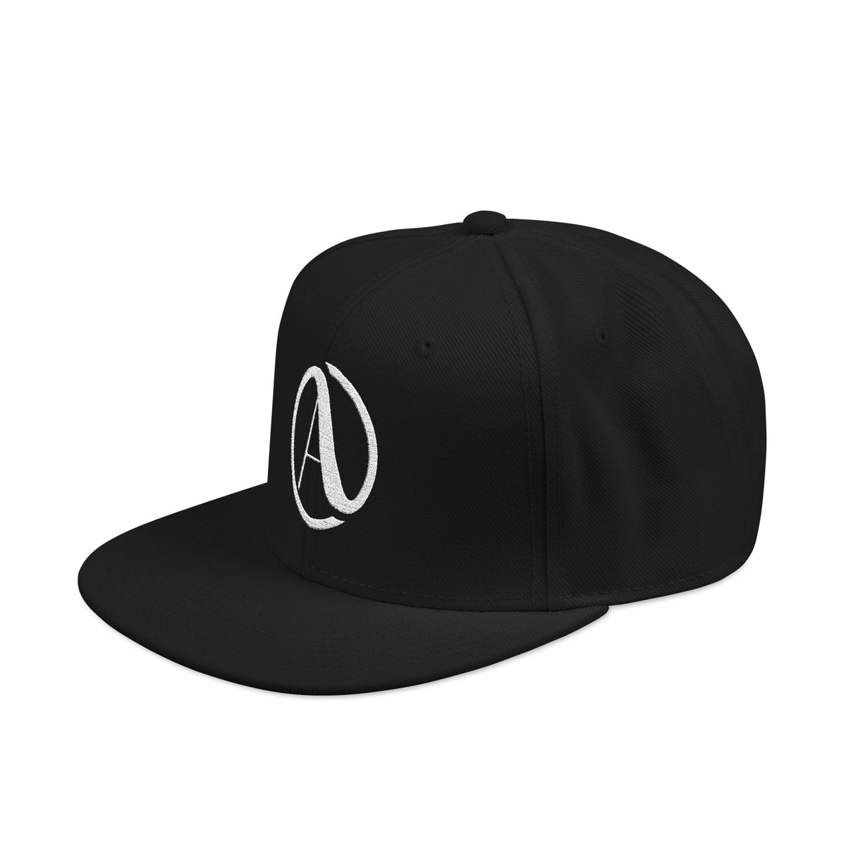 Embroidered A Circle Snapback Hat — Distressed Logo Streetwear Cap