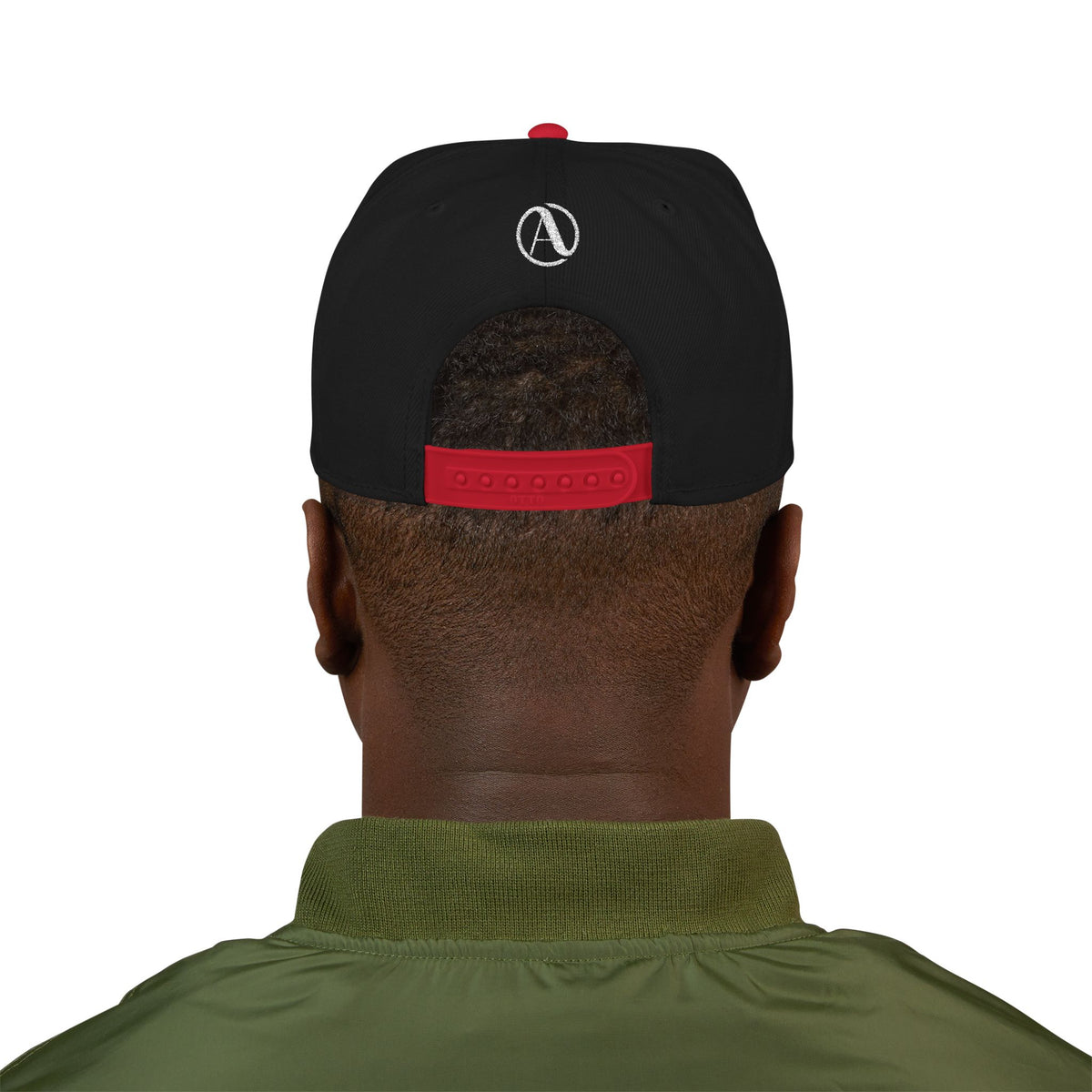 Embroidered A Circle Snapback Hat — Distressed Logo Streetwear Cap
