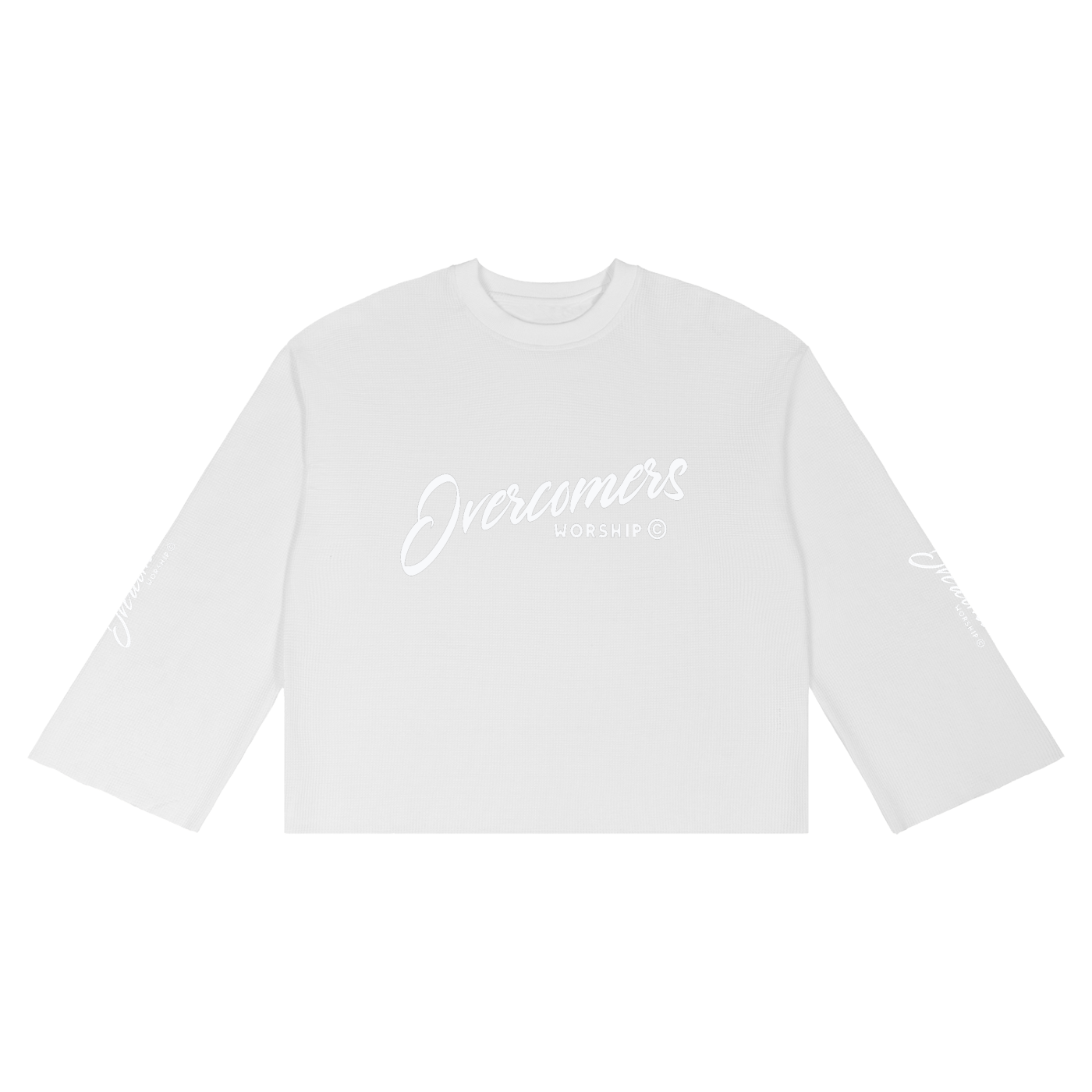Overcomers Worship Waffle Raw Edge Long Sleeve Tee