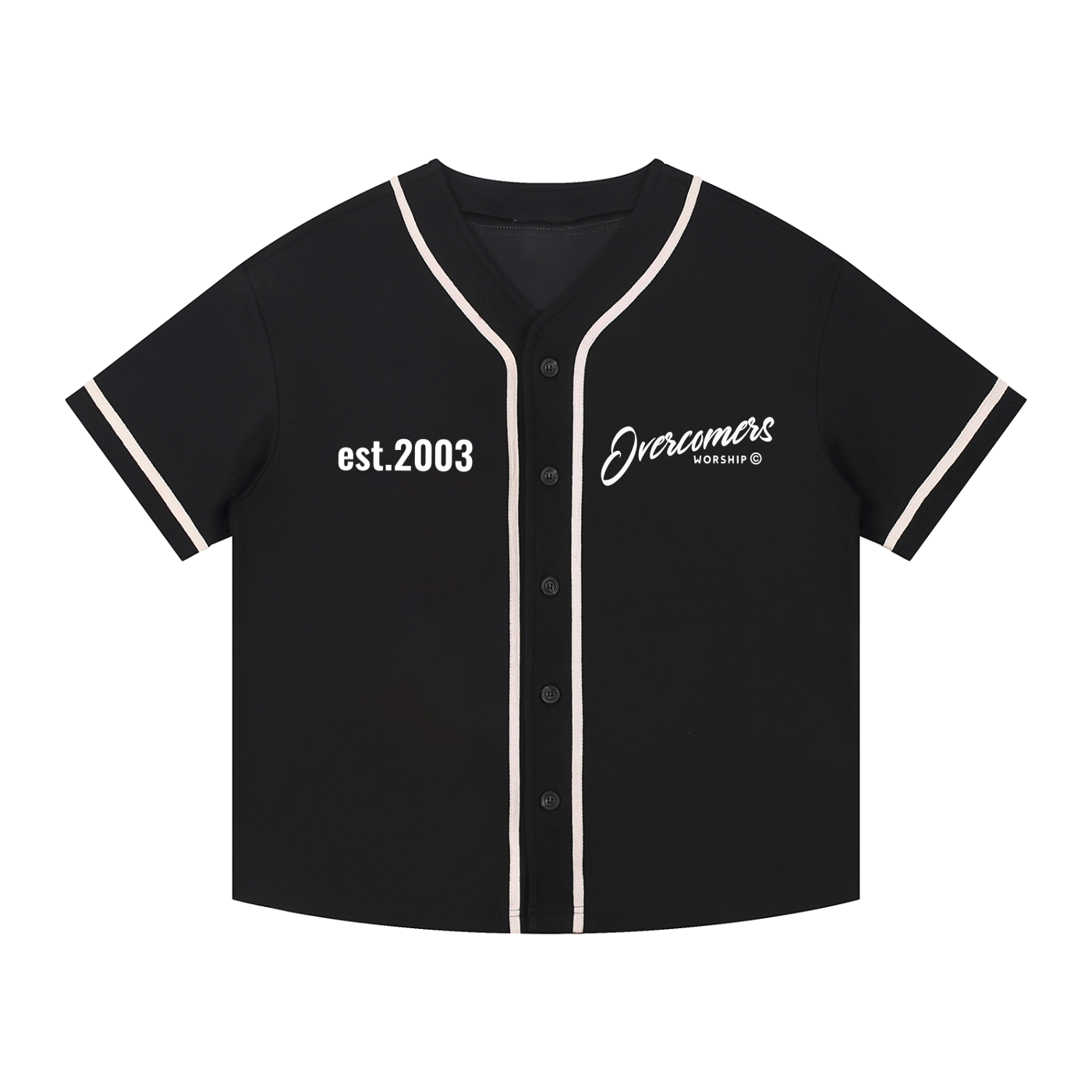 Overcomers Worship — Contrast Piped Button-Up Jersey