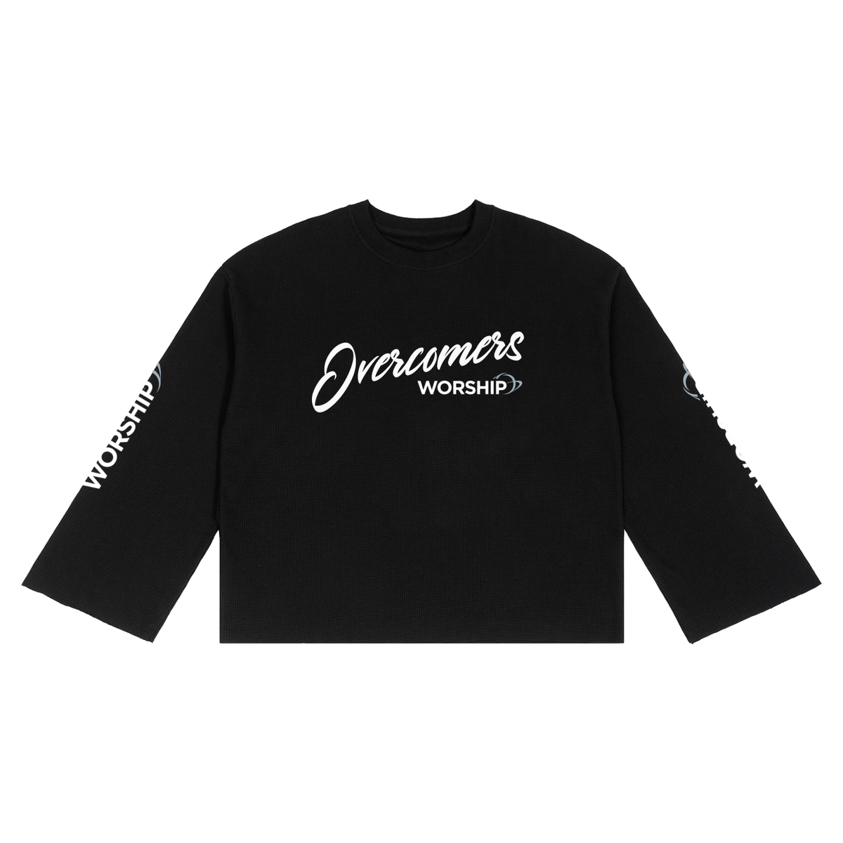 Overcomers Worship Waffle Raw Edge Long Sleeve Tee