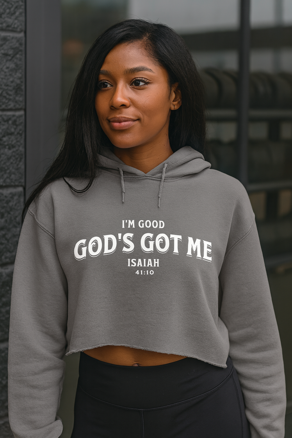 LOGOS Designs "God's Got Me" Cropped Hoodie