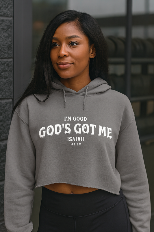 LOGOS Designs "God's Got Me" Cropped Hoodie