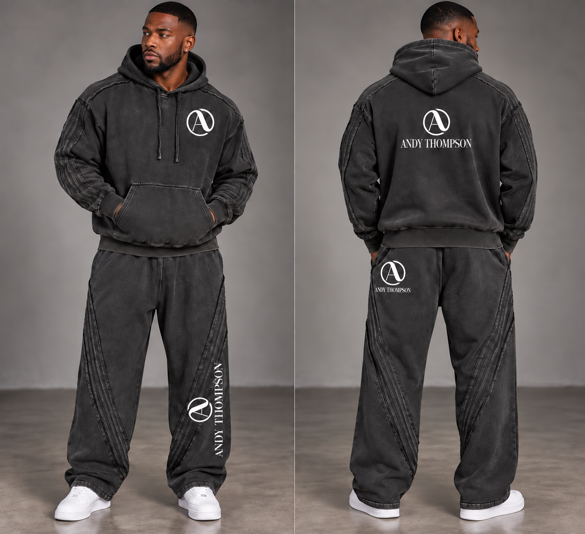 ATM Snow Washed Tape Raw Edge Sweatsuit