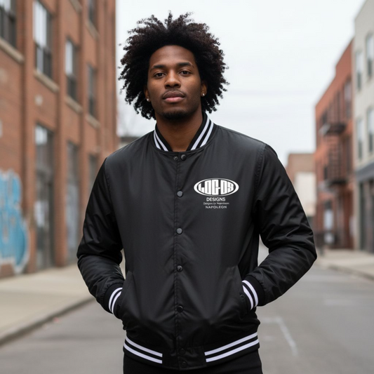 LOGOS Designs Button-up Striped Bomber