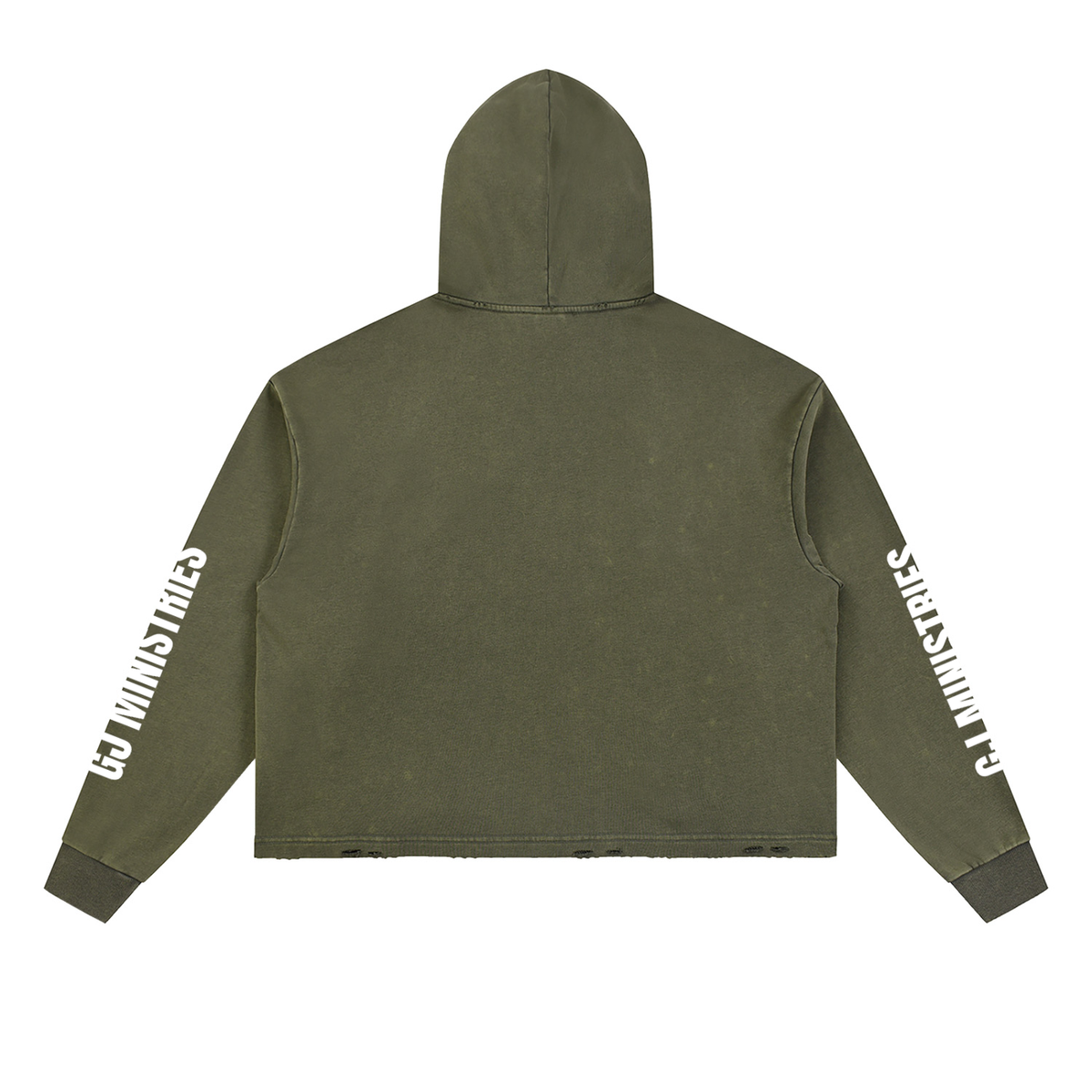 Vintage Washed Frayed-Hem Hoodie (GJ)