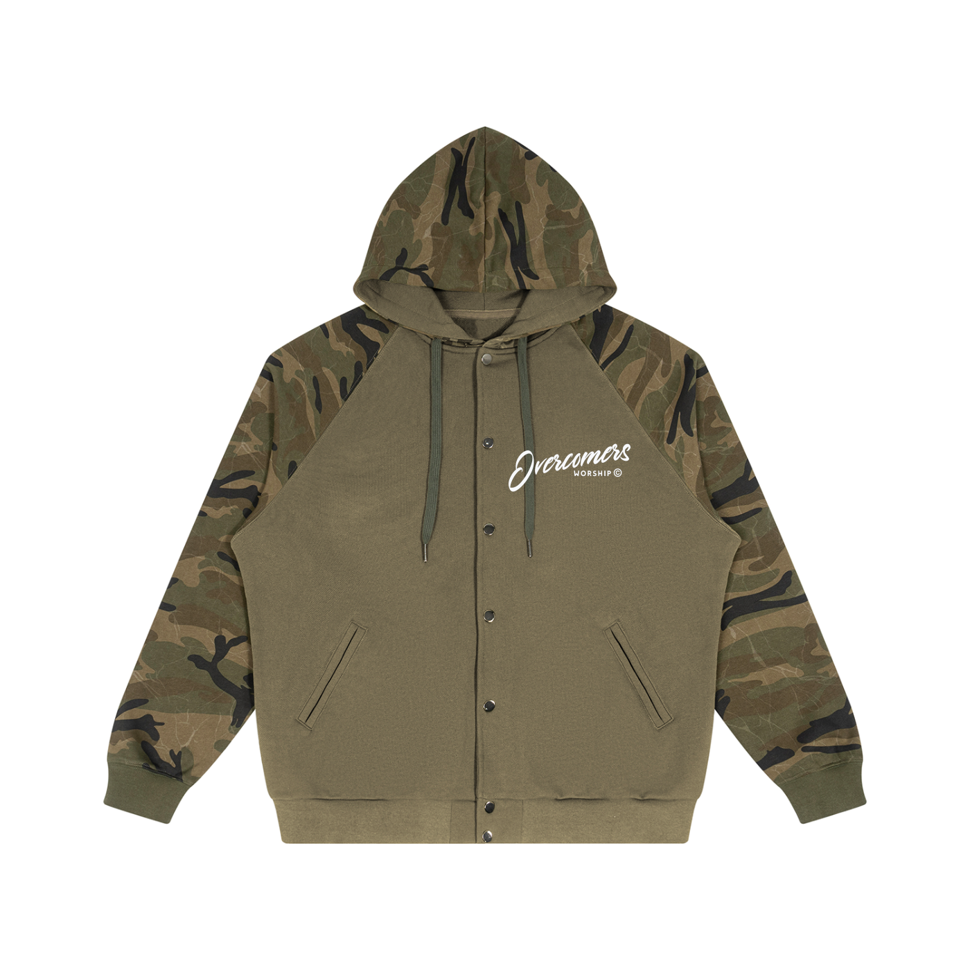 Unisex Camo-Splice Raglan Zip Hoodie