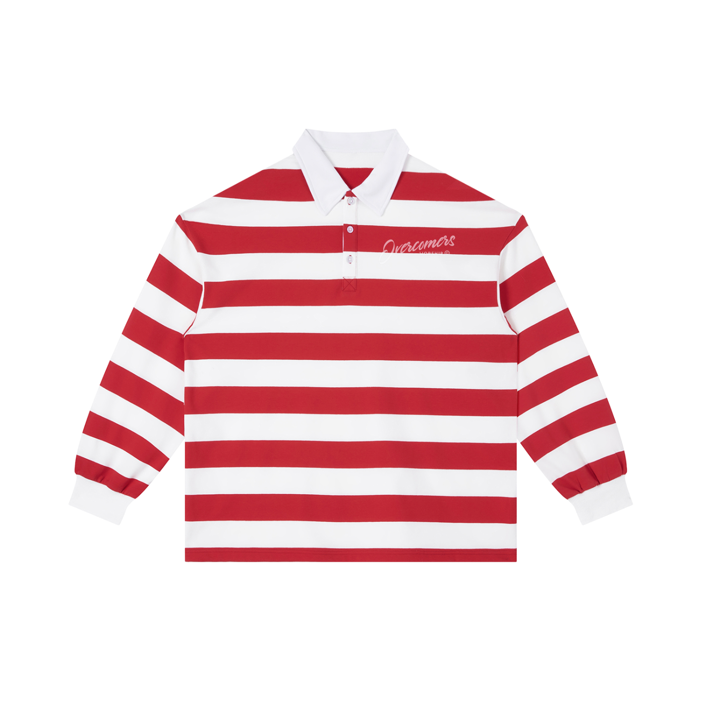 Overcomers Worship Color Block Stripe Polo