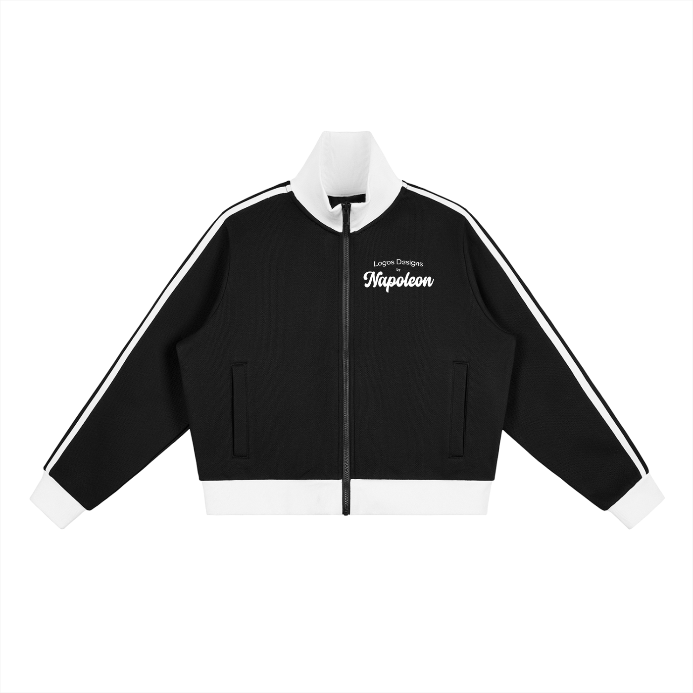 Women's Contrast Side Stripe Fleece Cropped Track Jacket