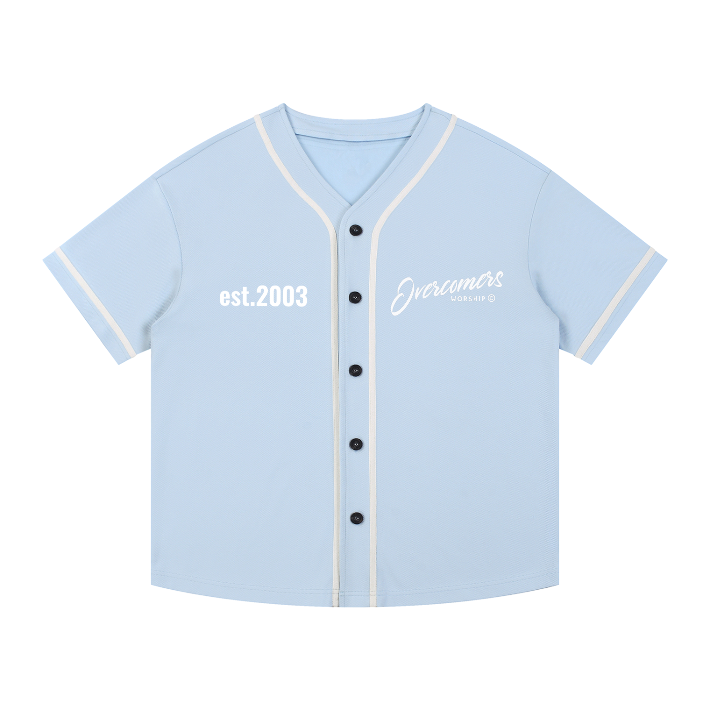 Overcomers Worship — Contrast Piped Button-Up Jersey