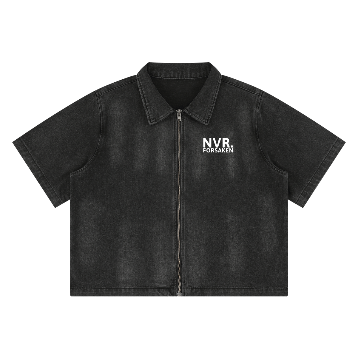 Unisex Vintage Washed Full-Zip Denim Shirt