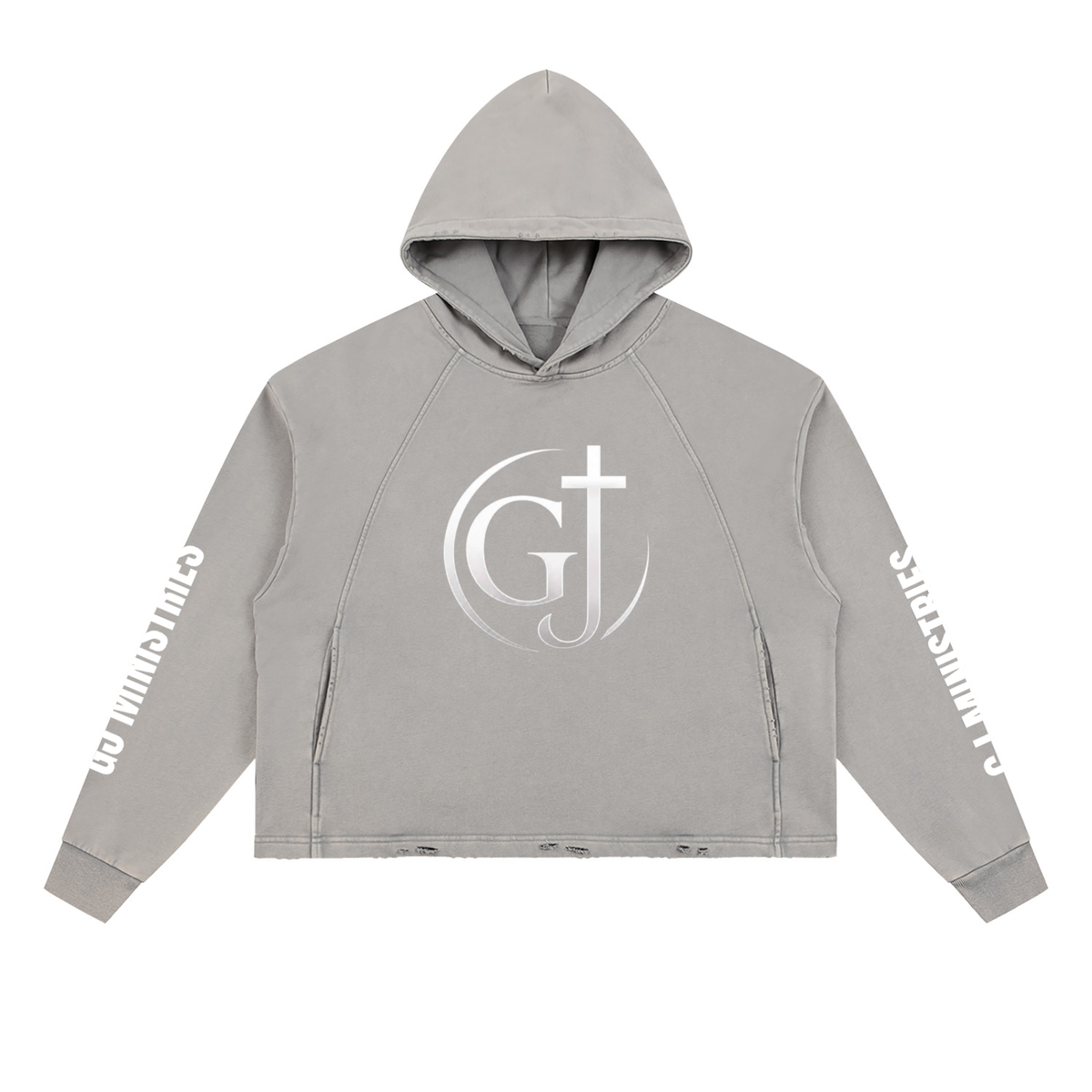 Vintage Washed Frayed-Hem Hoodie (GJ)