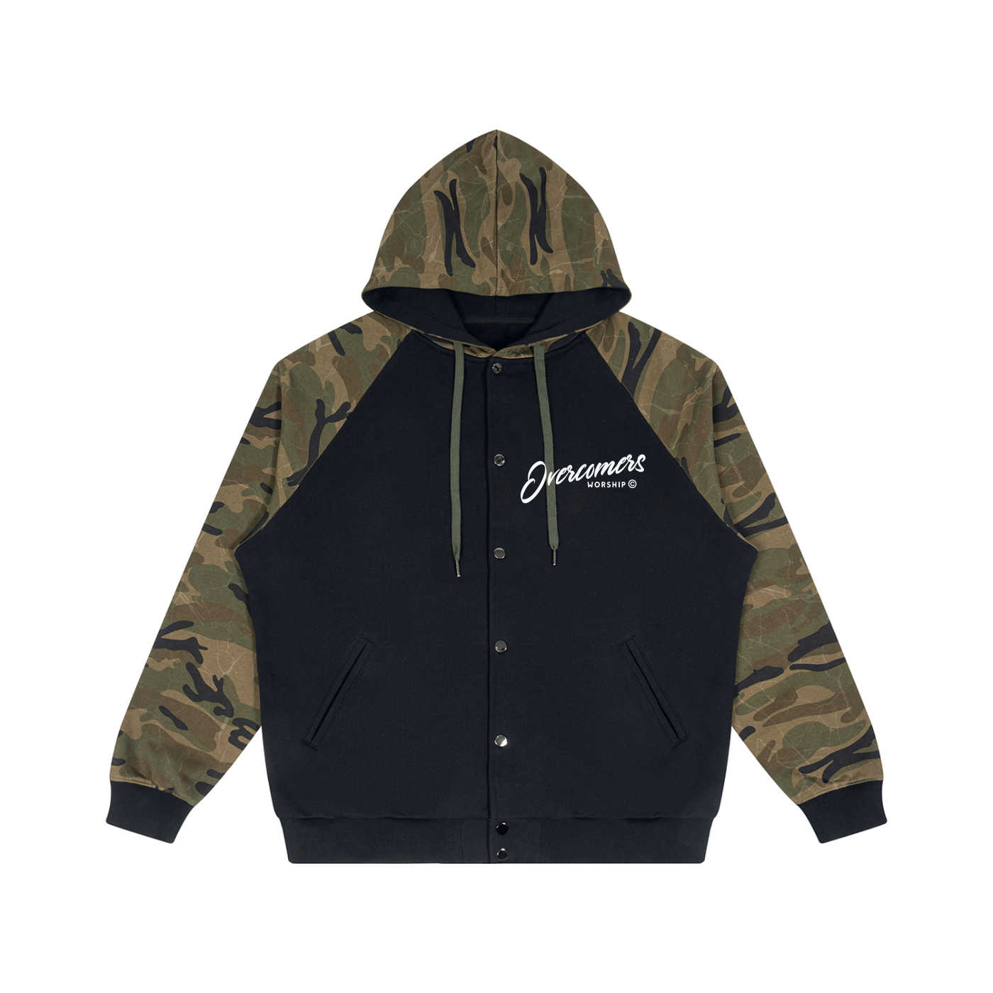 Unisex Camo-Splice Raglan Zip Hoodie