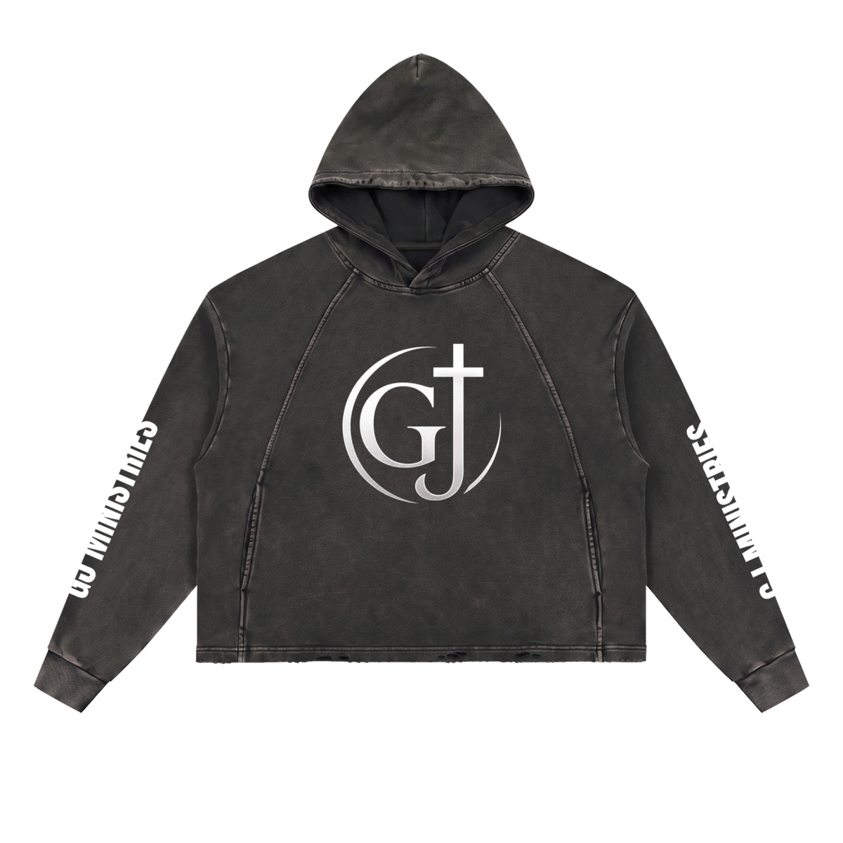 Vintage Washed Frayed-Hem Hoodie (GJ)