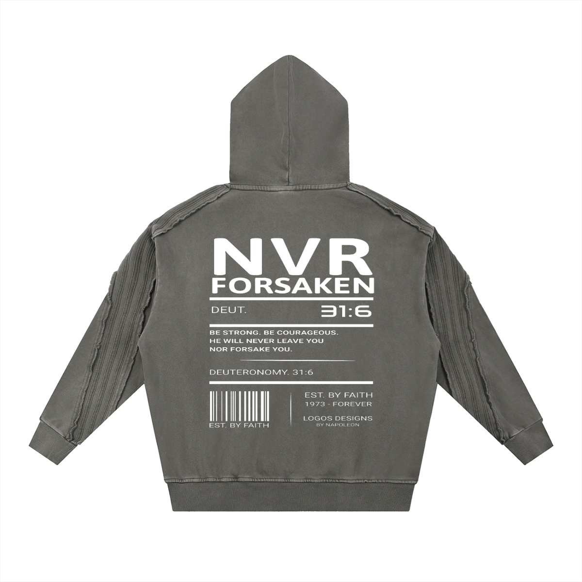 Snow Washed Tape Raw Edge Hoodie