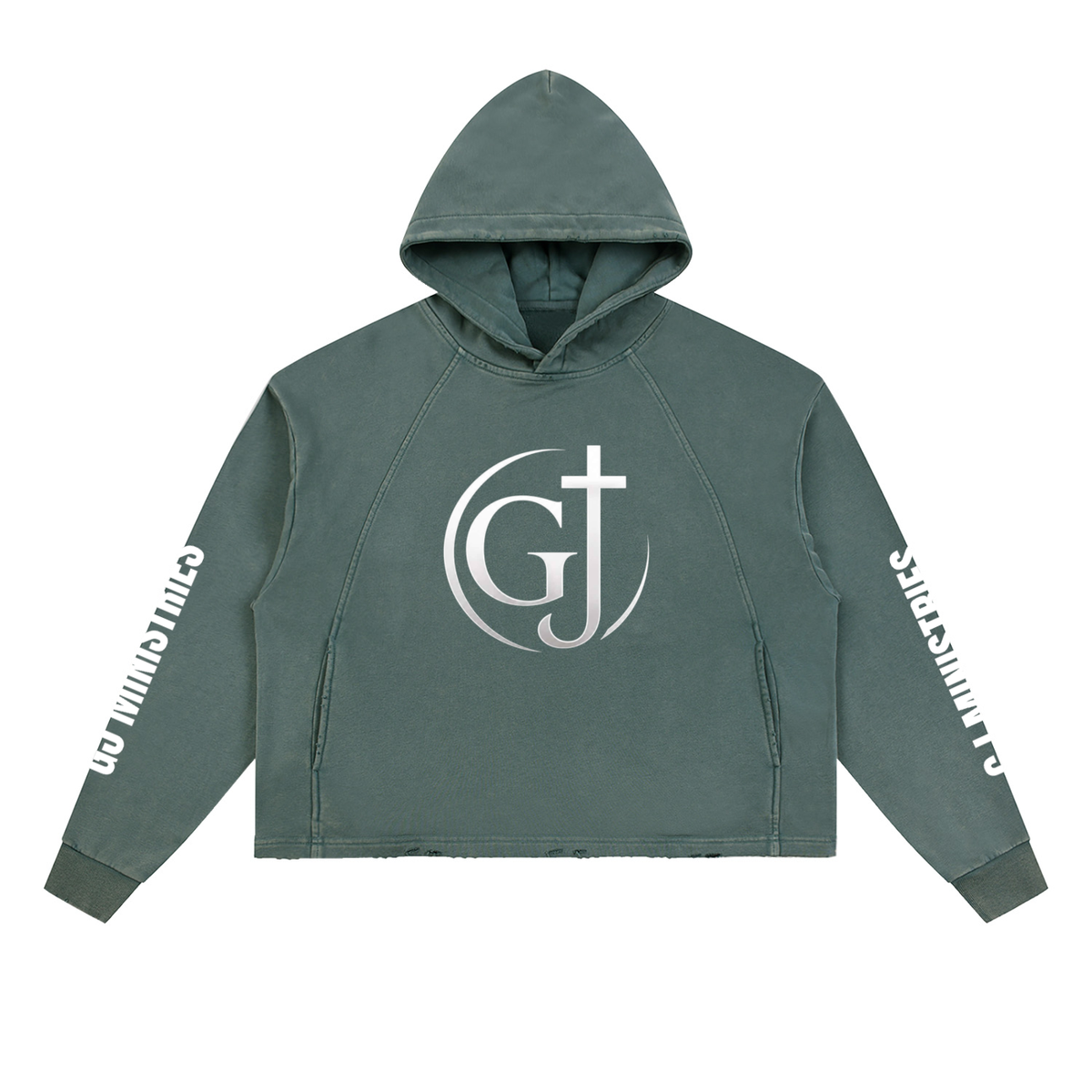 Vintage Washed Frayed-Hem Hoodie (GJ)