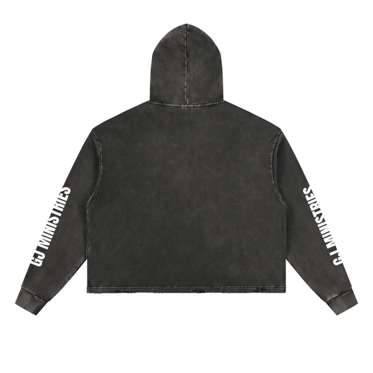 Vintage Washed Frayed-Hem Hoodie (GJ)