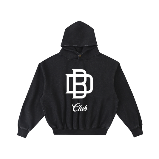 Frayed Enzyme Washed Fleece Hoodie